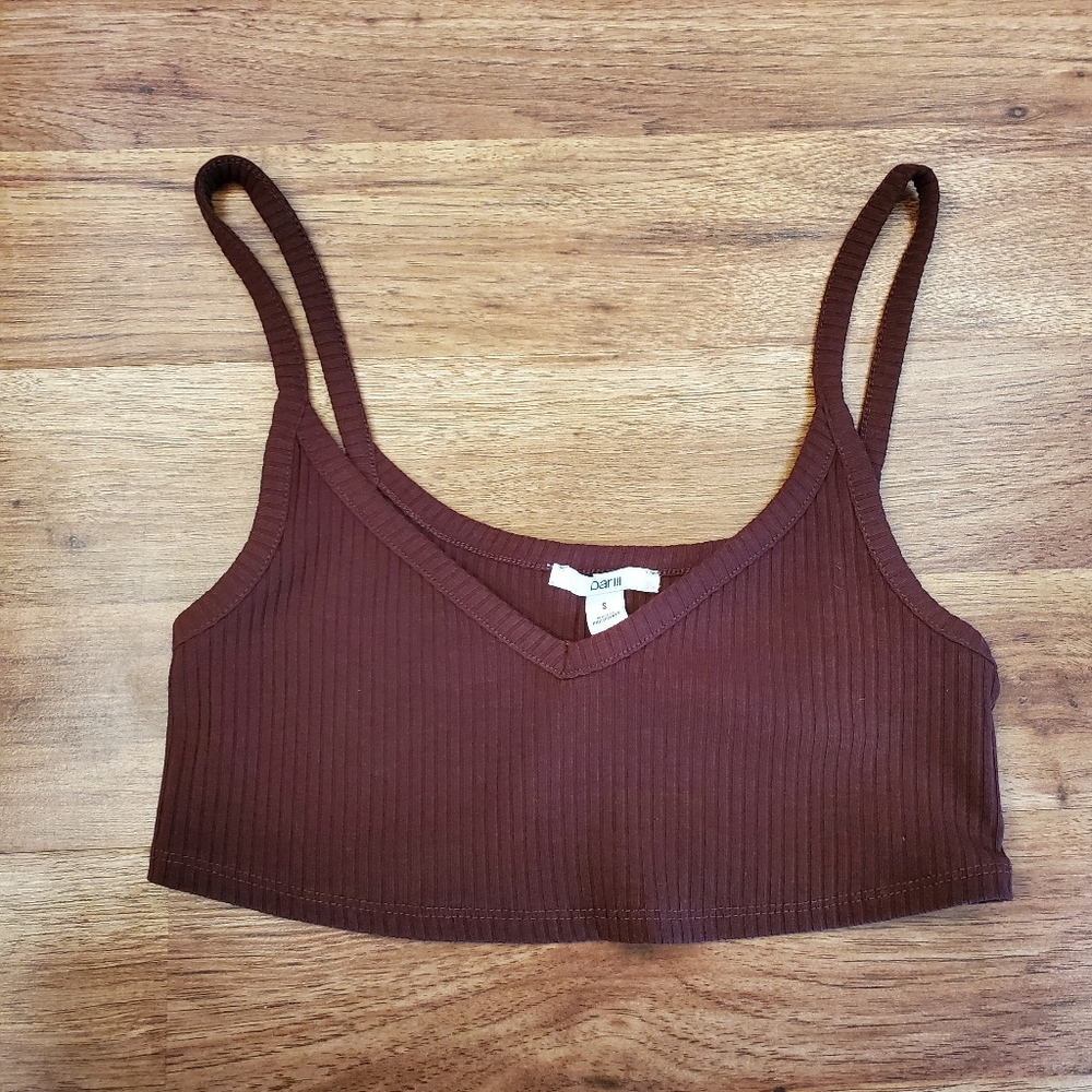 Bar III Crop Top Size Small Brown Ribbed